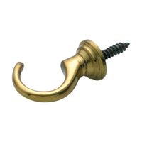 3913 Curtain Tie Back Hook Standard Medium Polished Brass P40mm