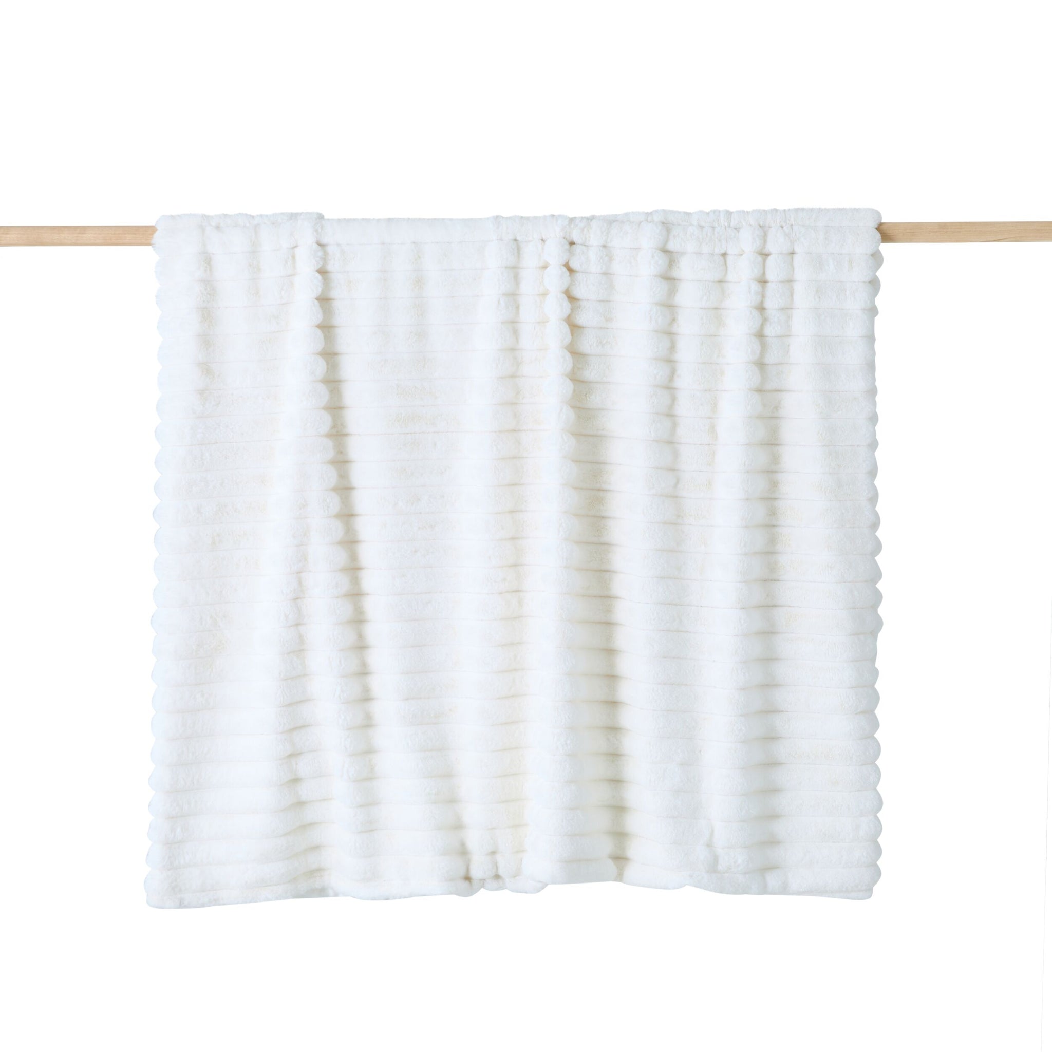 Luxe Rib Faux Fur Throw Antique White 130x170cm