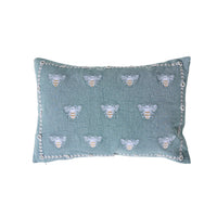 Stitch Beehive Embroidered Cushion Chambray