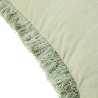 Casa Fringed Velvet Cushion Eucalyptus 50x50cm