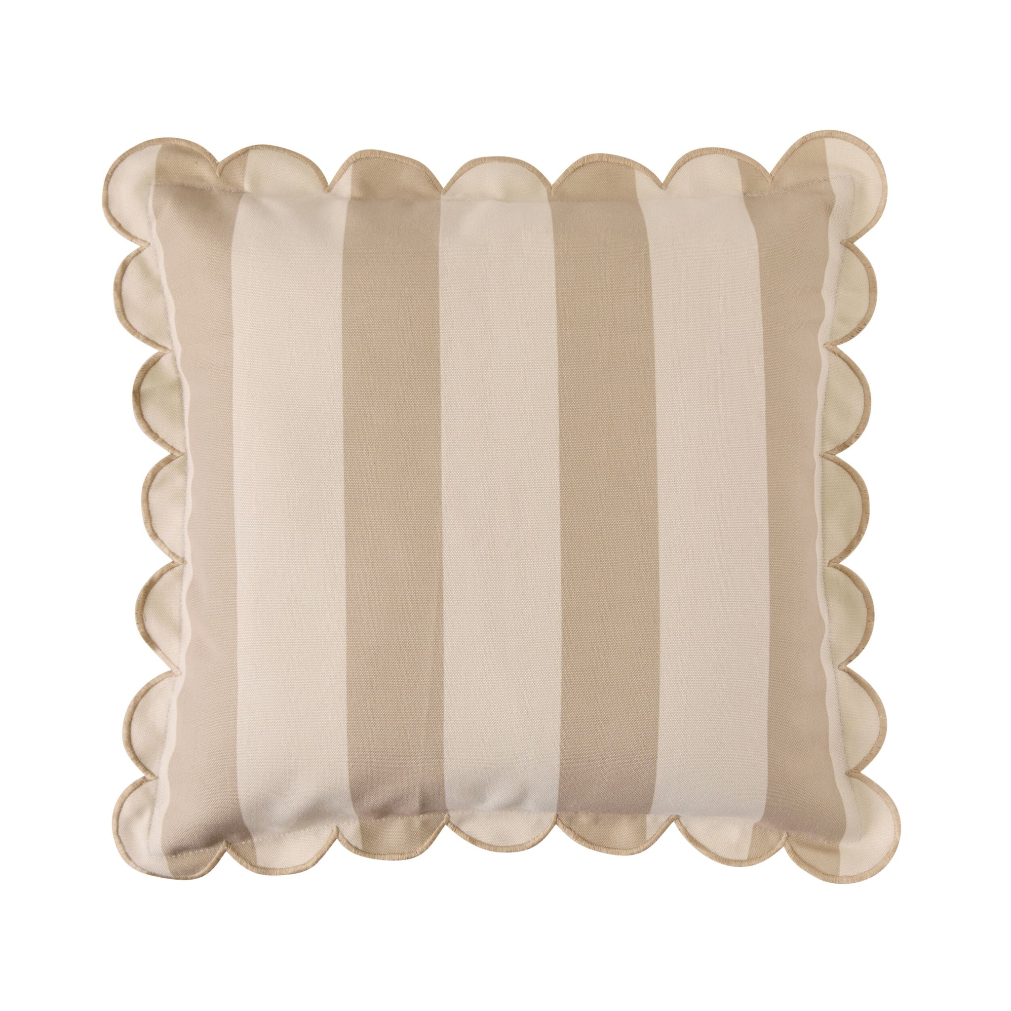 Aruba Scallop Edge Stripe Outdoor Cushion Sand 45x45cm