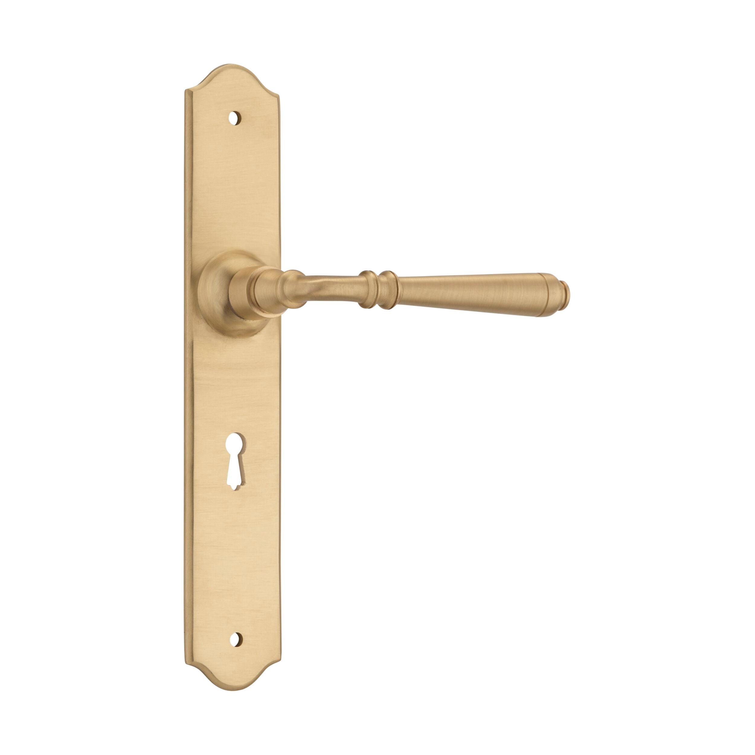 6641 Door Lever Reims Lock Pair Satin Brass H240xW40xP70mm