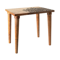 Parvani Carved Top Mango Wood Table 51x48x38cm