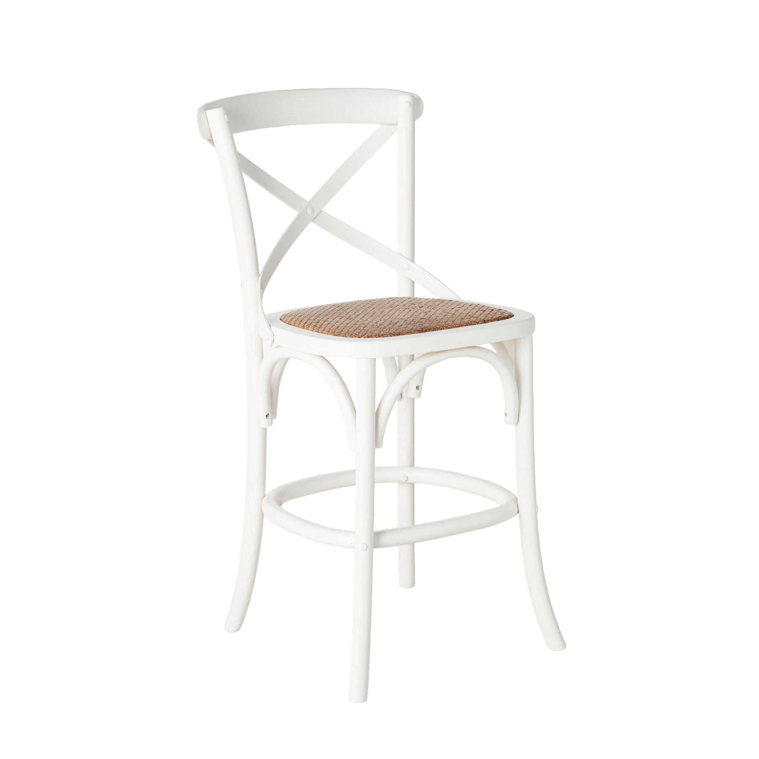 Provincial Cross Back Dining Stool Crisp White