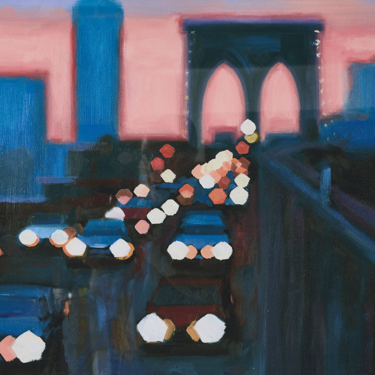 New York At Dusk Framed Glass Print 102.8x72.8cm