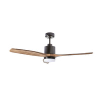 Nadi Indoor DC Ceiling Fan with LED Light & Remote - Black & Ash Wood 122cm