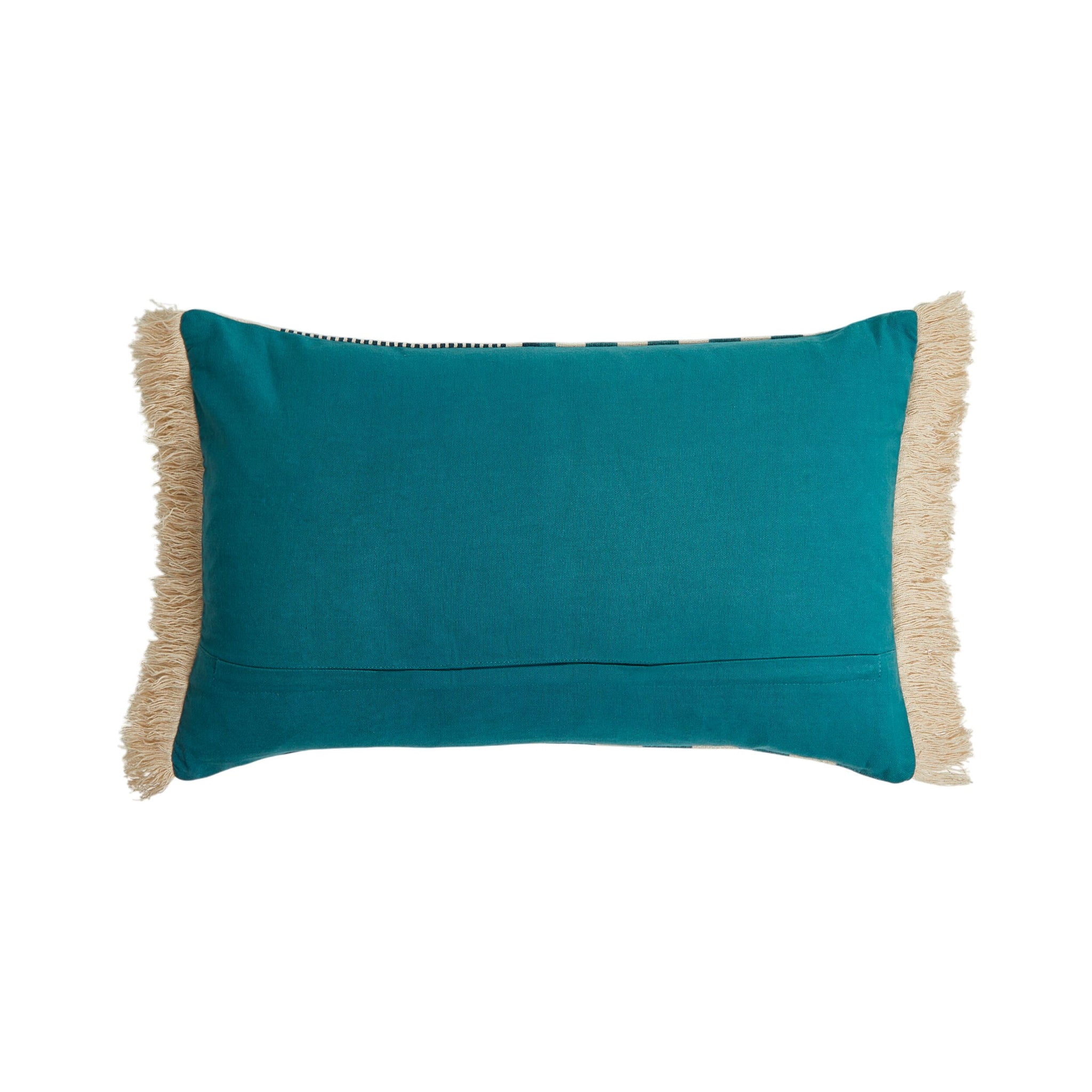 Keys Colourblock Fringed Cushion 35x55cm