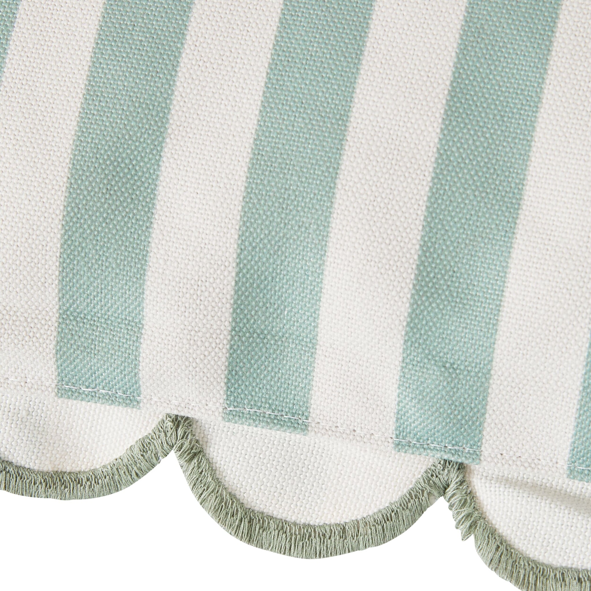 Aruba Scallop Edge Stripe Soft Green Lumbar Cushion 70x35cm