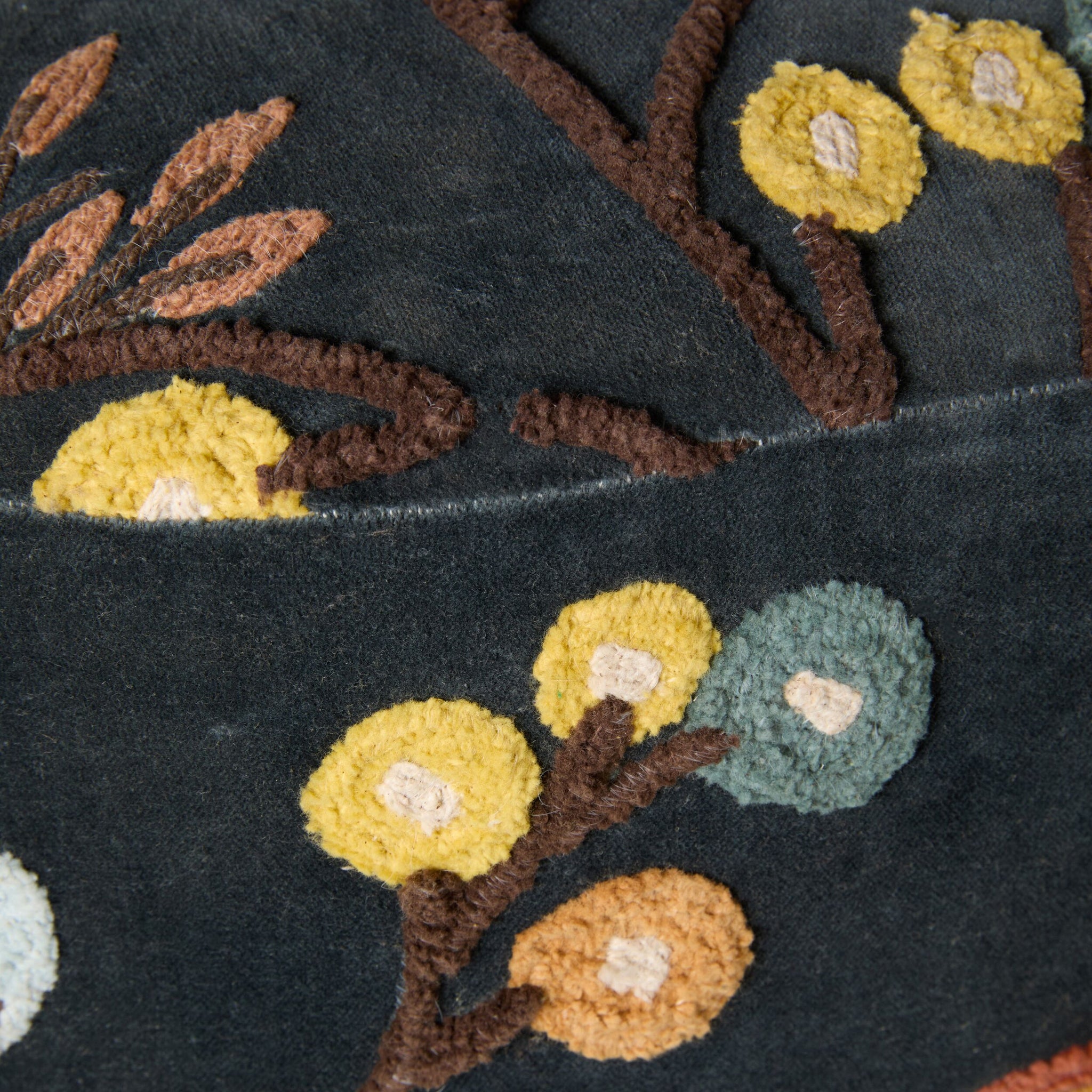 Freya Embroidered Ottoman Blue Velvet