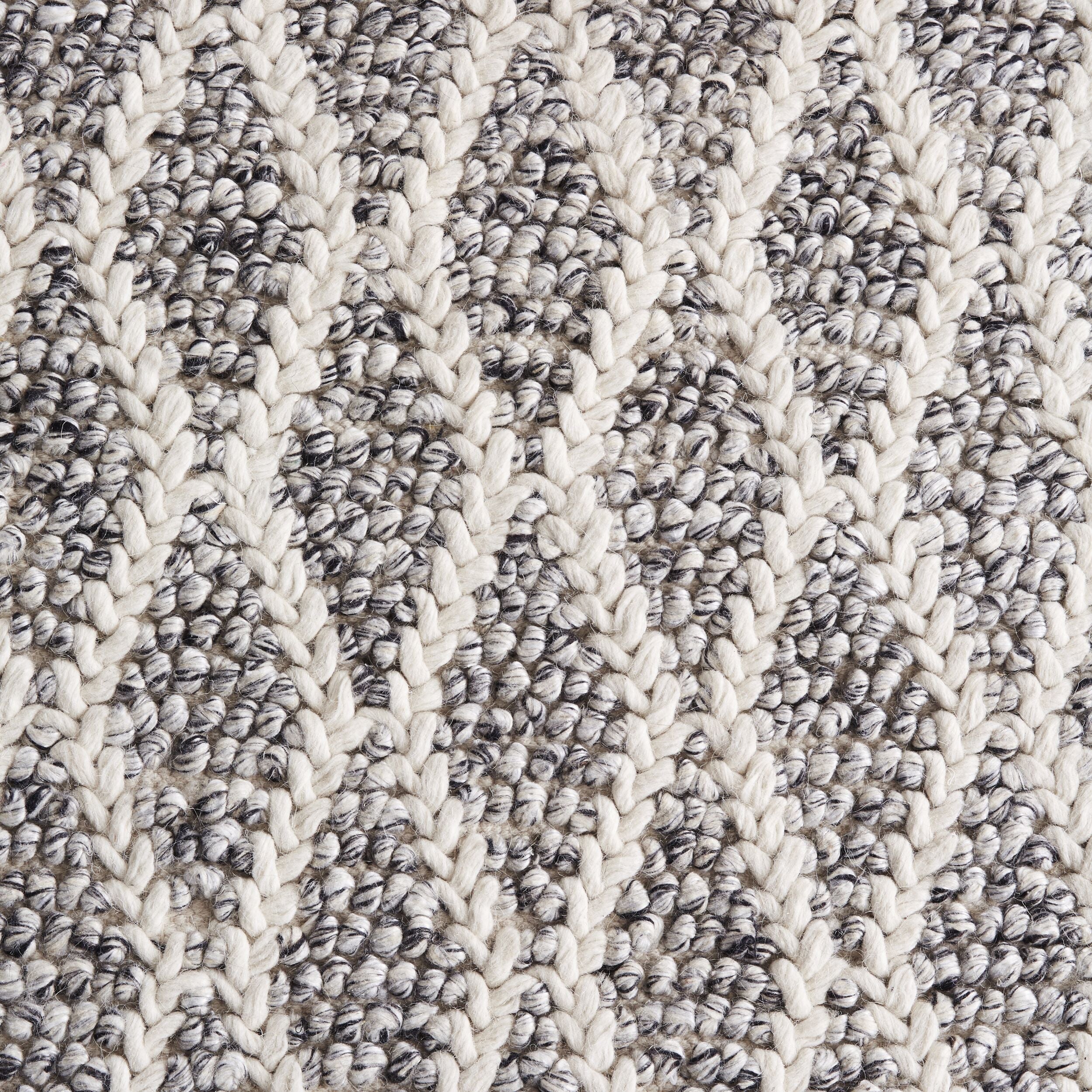 Braided Diamond Hand Woven Grey & Cream Wool Rug 240 x 300 cm