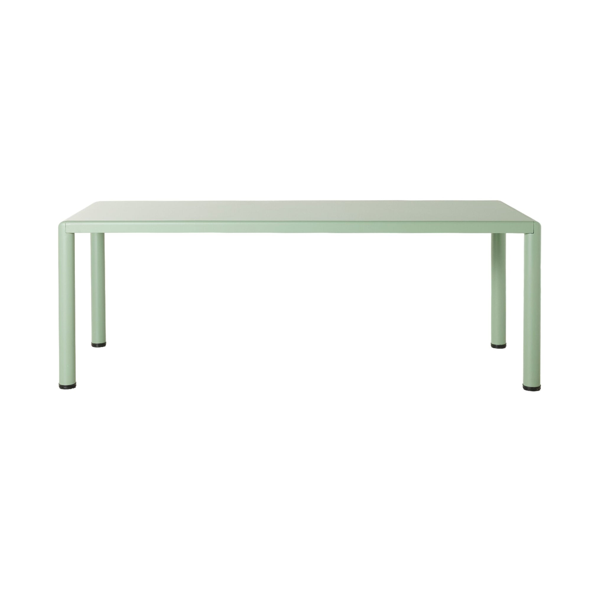 The Cambell Aluminium Table in Native Green is a rectangular table with four legs crafted from powder-coated aluminium, shown against a white background.