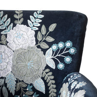 Blooms Embroidered Armchair Indigo Blue