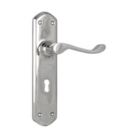 0891 Door Lever Windsor Lock Pair Chrome Plated H200xP60xW45mm