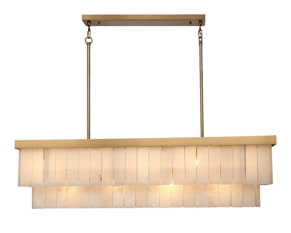 Aster 9 Light Rectangle Marble Chandelier 120x32cm
