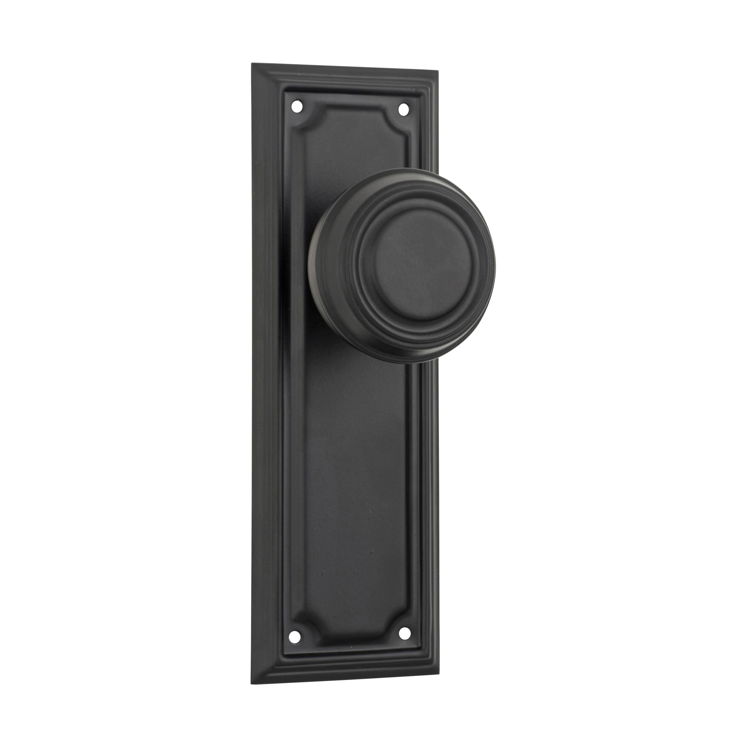 9634 Door Knob Edwardian Latch Pair Matte Black H185xW60xP57mm