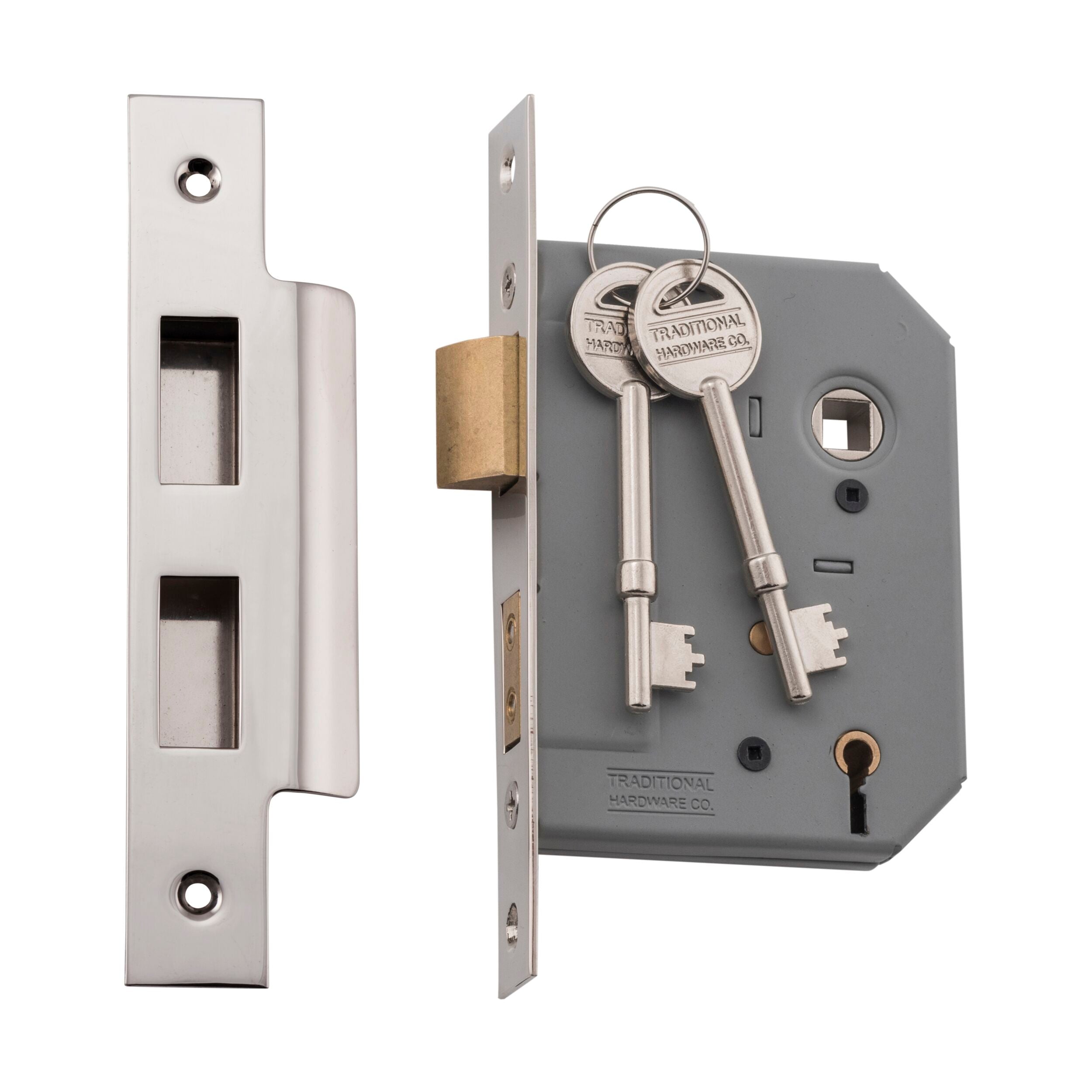 6161 Mortice Lock 5 Lever Polished Nickel CTC57mm Backset 57mm