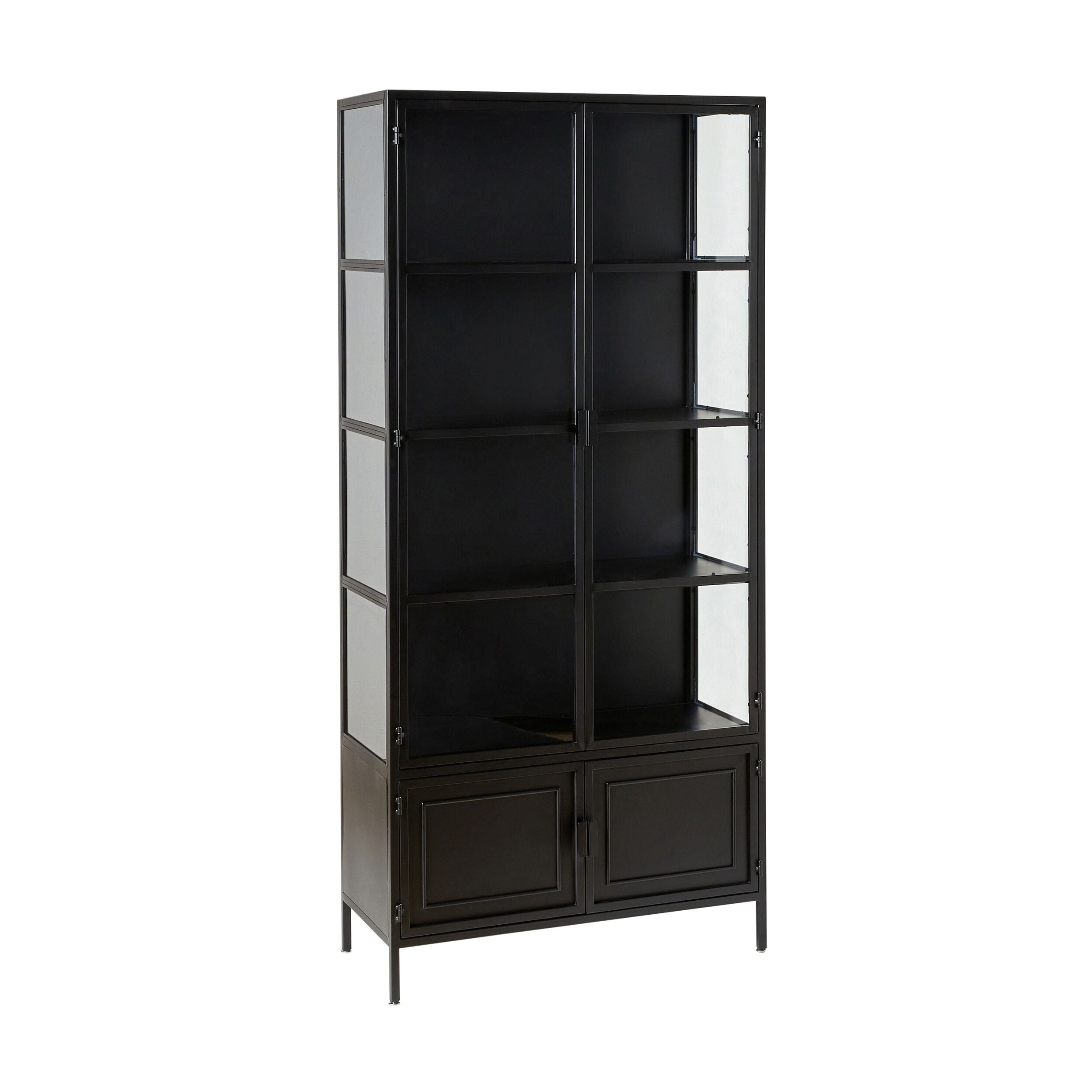 Nero 4 Door Display Cabinet 201 x 92cm Black