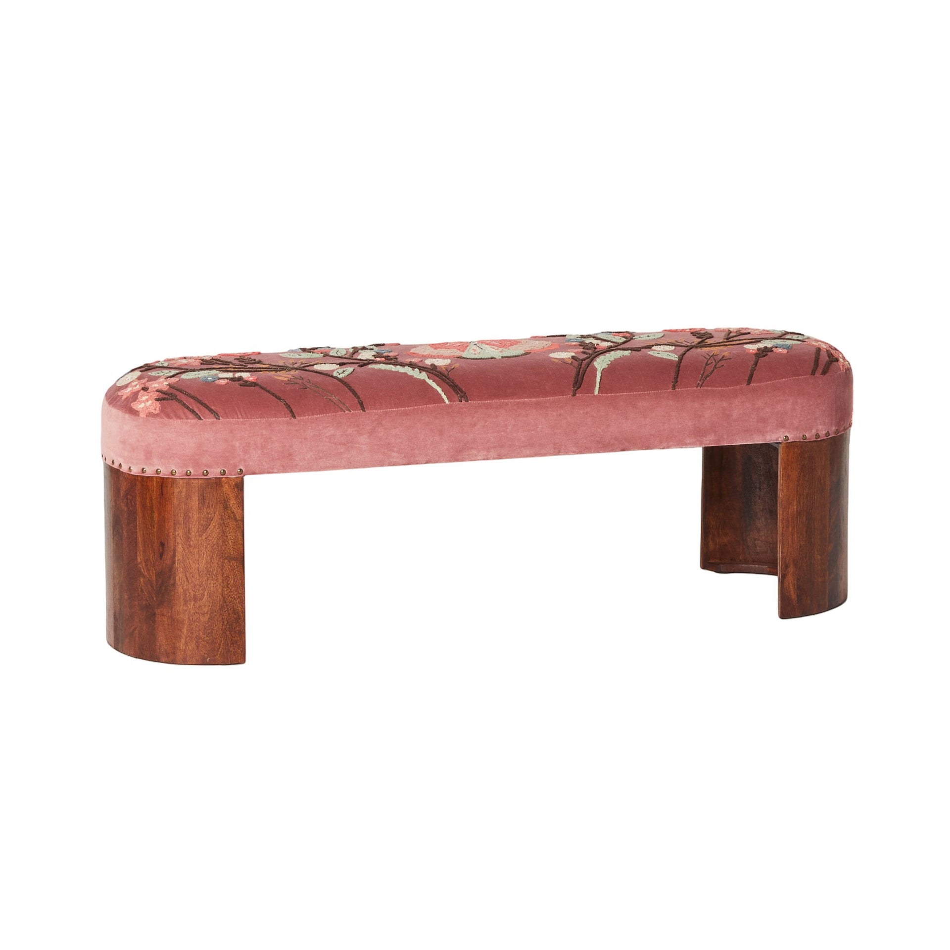 Freya Embroidered Bench Rose Pink Velvet – Early Settler Australia