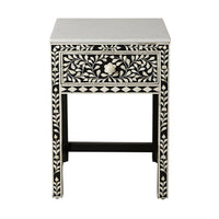 Bone Inlay Bedside Black