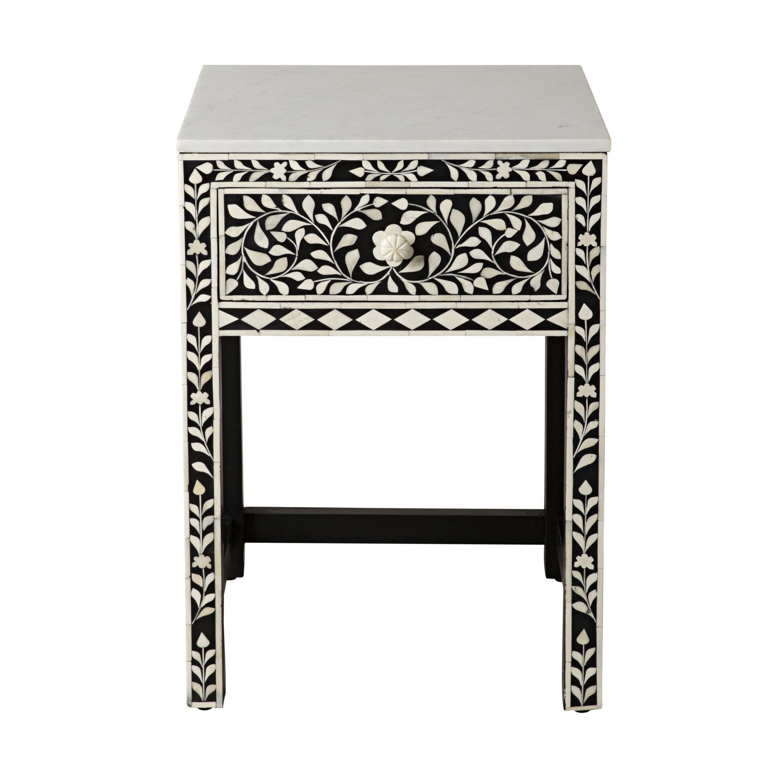 Bone Inlay Bedside Black