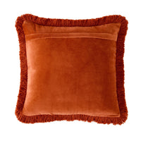 Casa Fringed Velvet Cushion Cinnamon 50x50cm