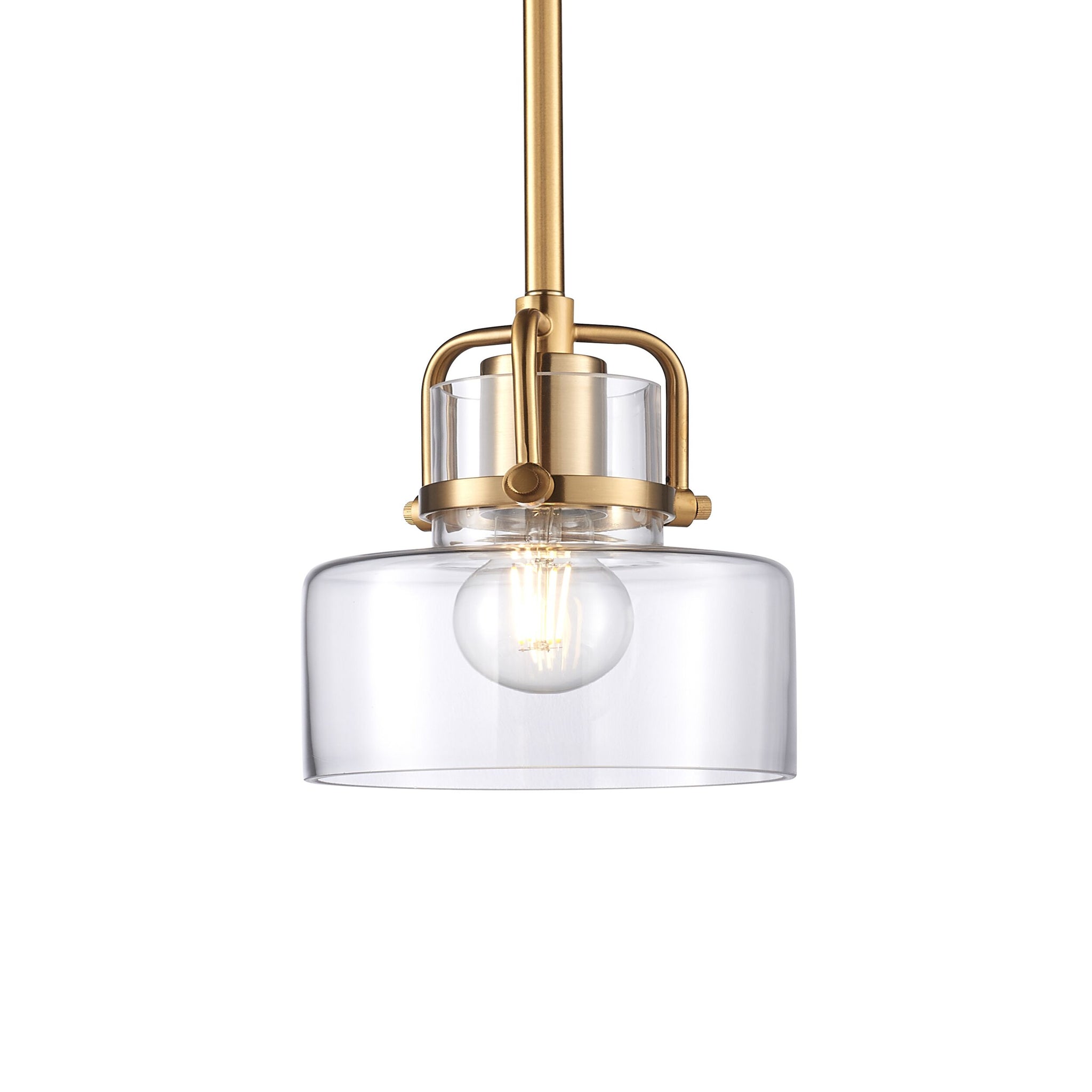 Tiffany Glass Pendant Satin Brass 15x24cm