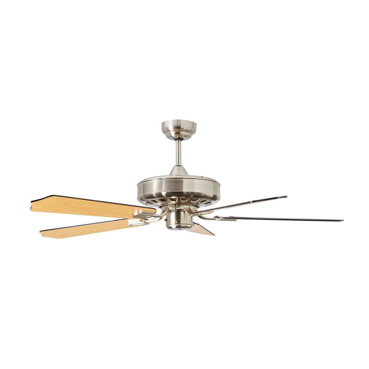 Portland Indoor AC Ceiling Fan Brushed Nickel Pale Oak or Black fini