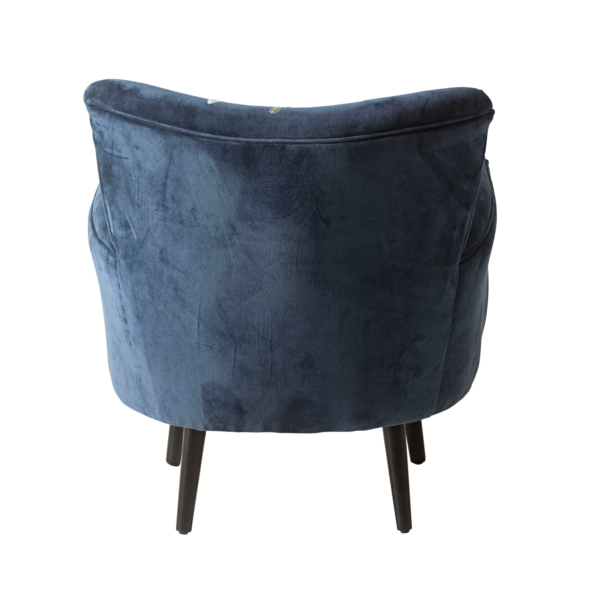 Blooms Embroidered Armchair Indigo Blue