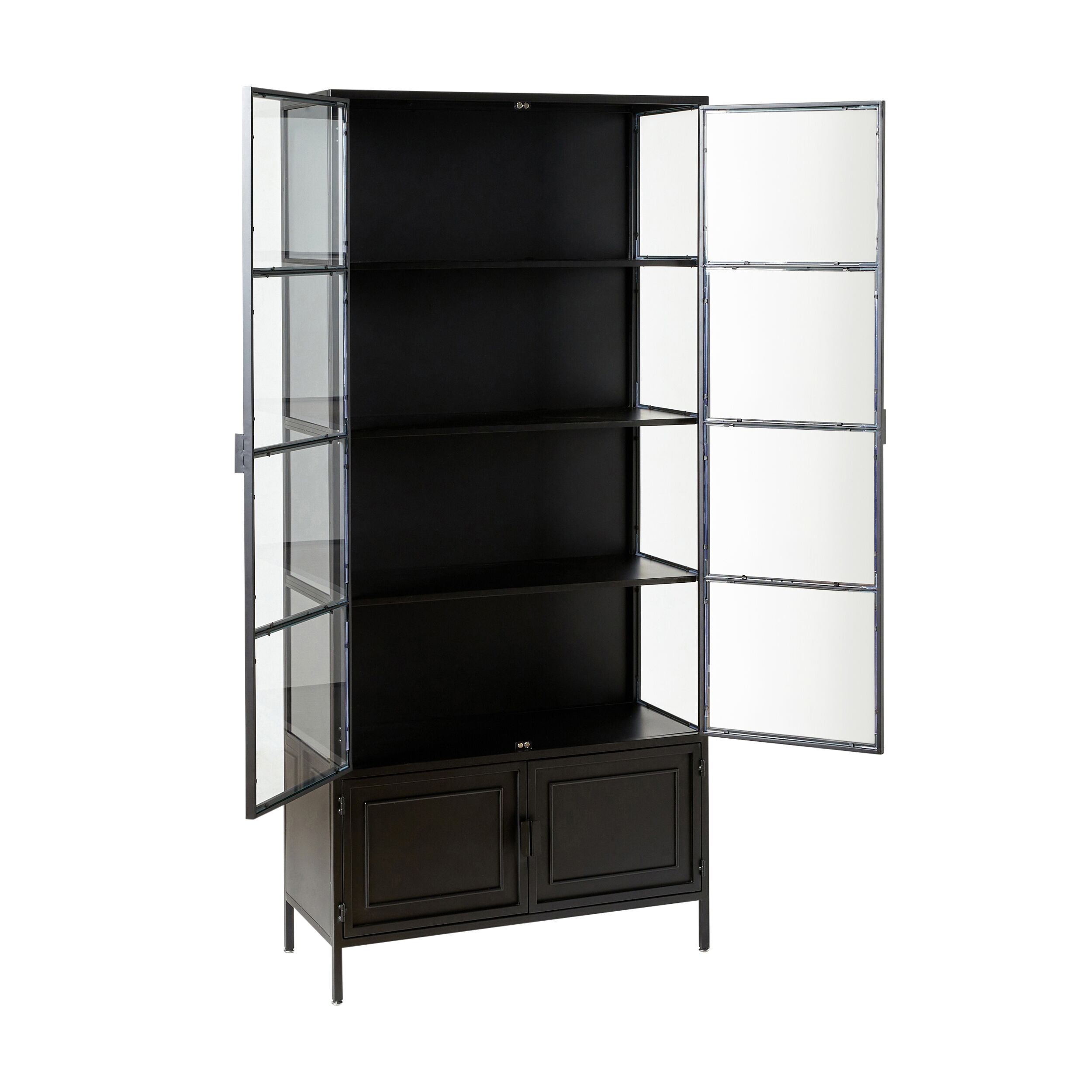 Nero 4 Door Display Cabinet 201 x 92cm Black