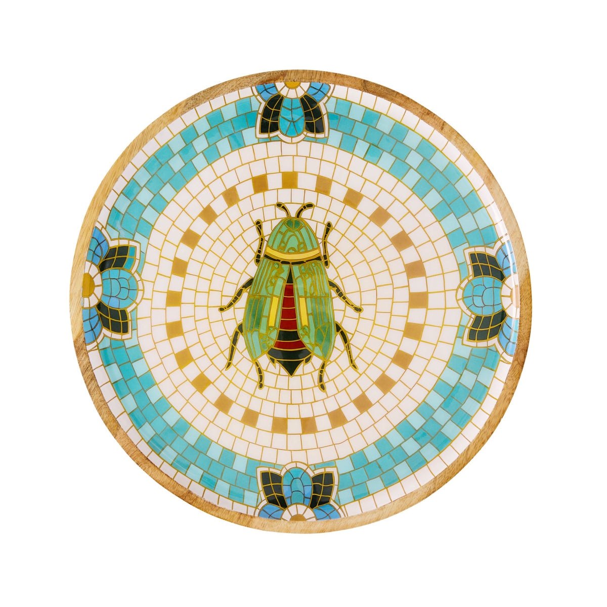 Mystic Scarab Mango Wood Round Platter 40cm