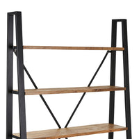 The Fulham Large Ladder Shelving Unit (193 x 121cm) features a sleek steel frame with a contemporary edge, offering four sturdy wooden shelves supported by a rear crossbar.