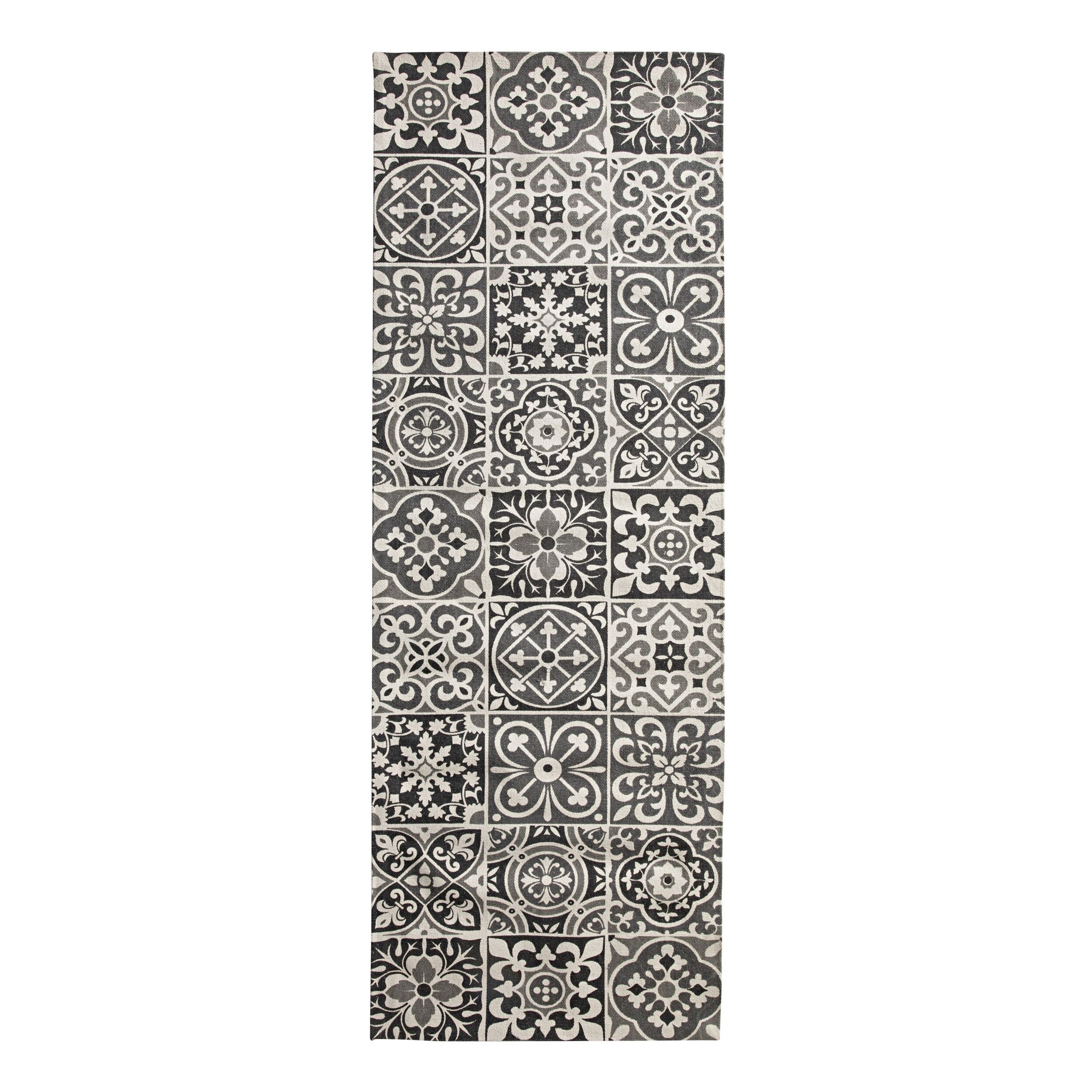 Carrelage Black Tile Hand Woven Rug Runner 200x70cm