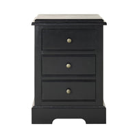 Clover 3 Drawer Bedside Table Black