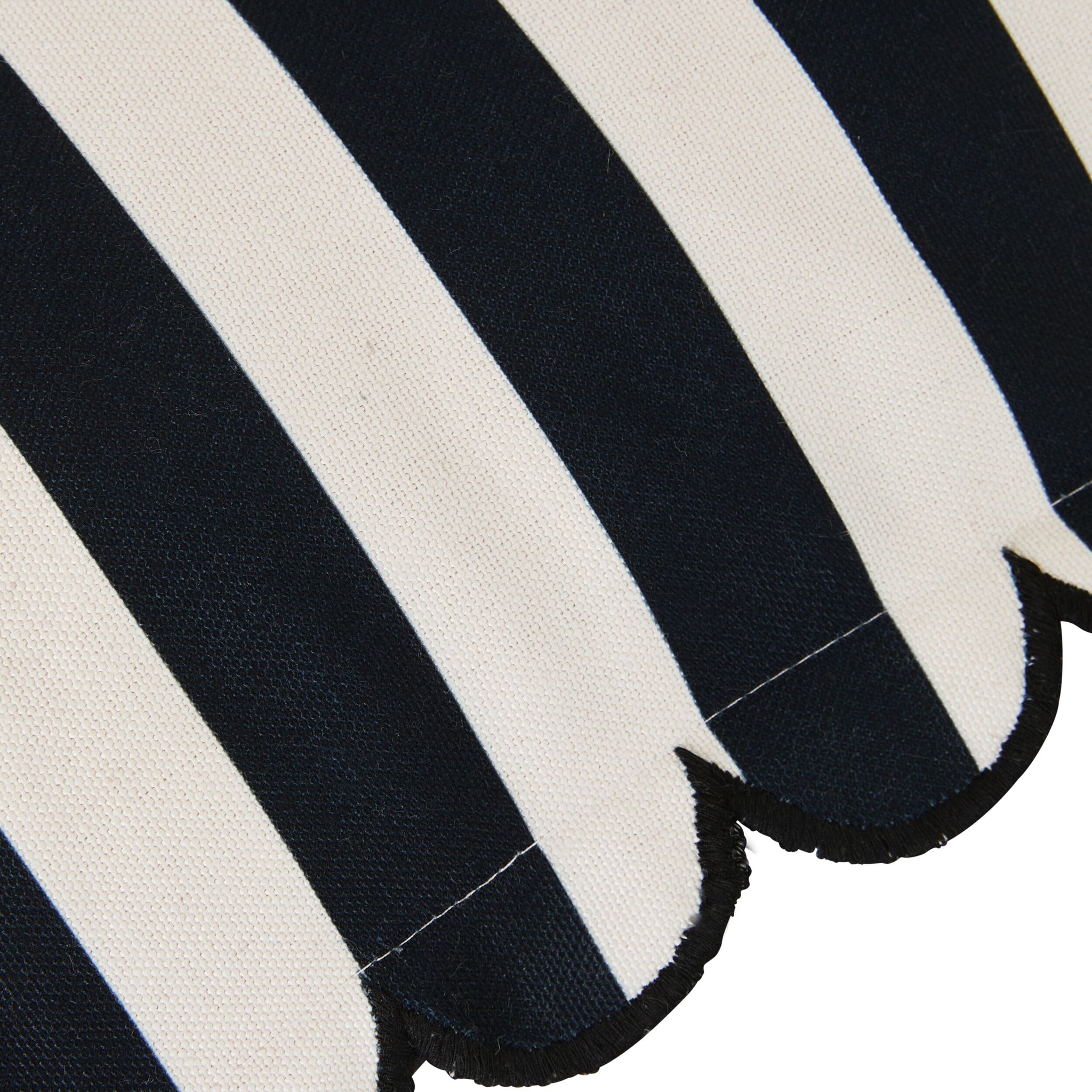 Aruba Scallop Edge Stripe Black Lumbar Cushion 70x35cm