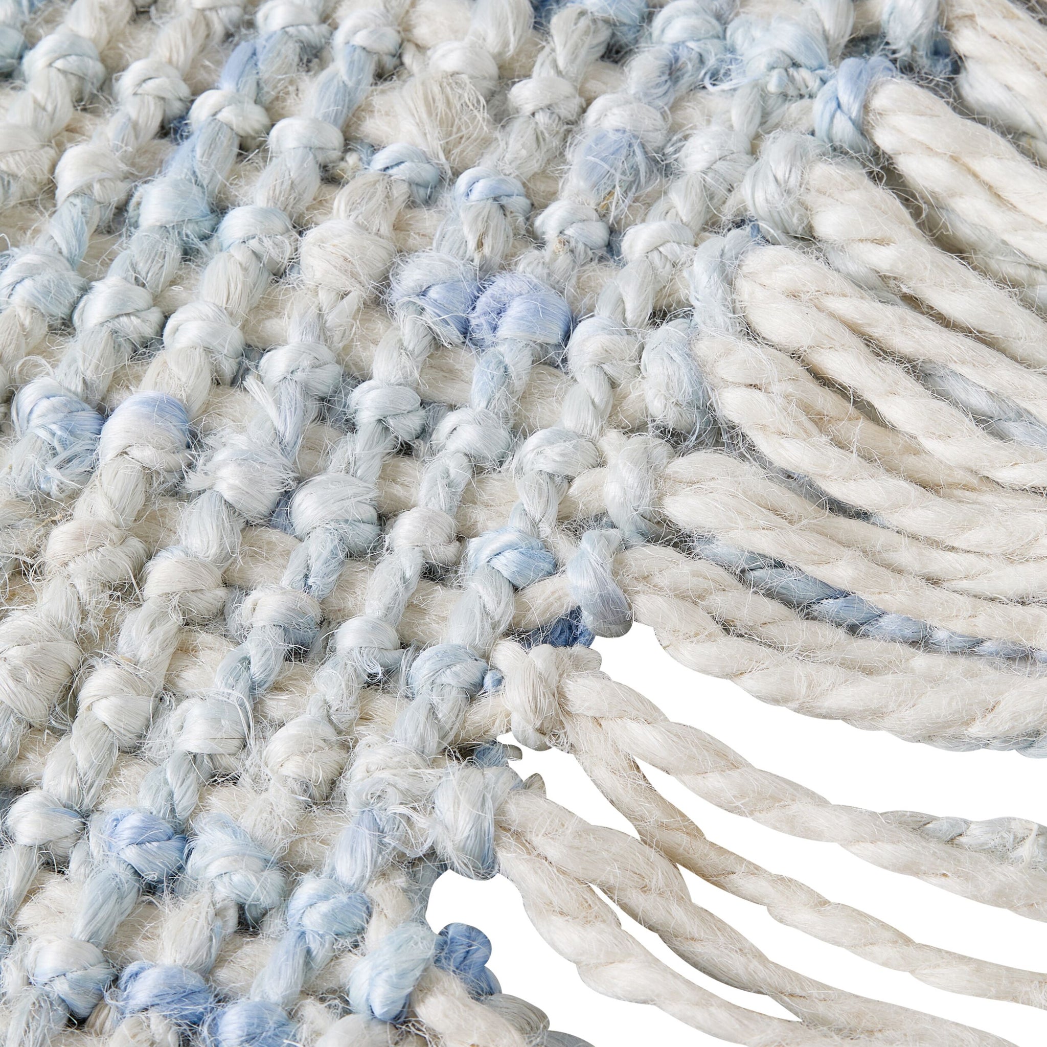 Blue Boucle Fringed Jute Doormat 90cm