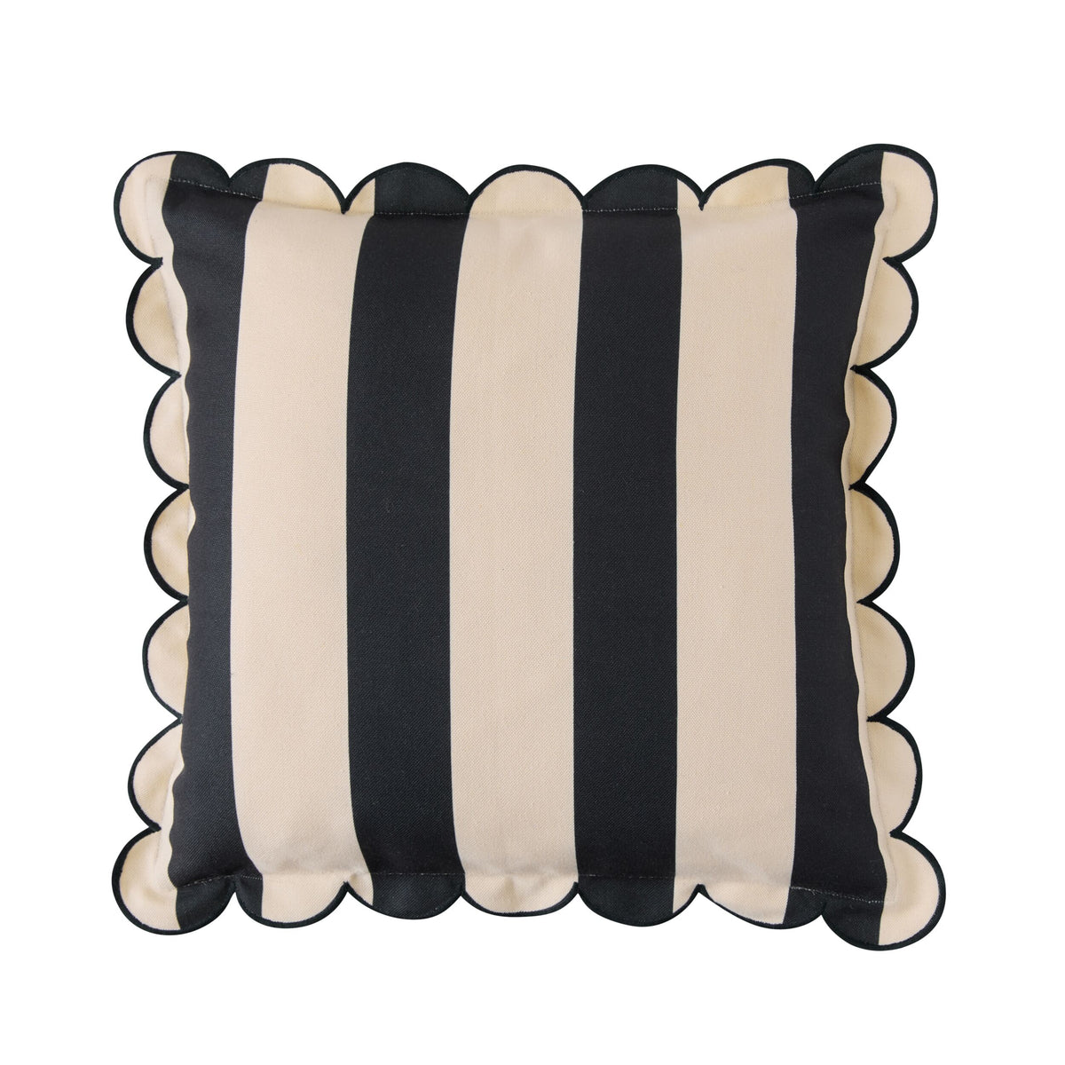 Aruba Scallop Edge Stripe Outdoor Cushion Onyx 45x45cm