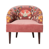 Freya Embroidered Occasional Chair Pink Velvet