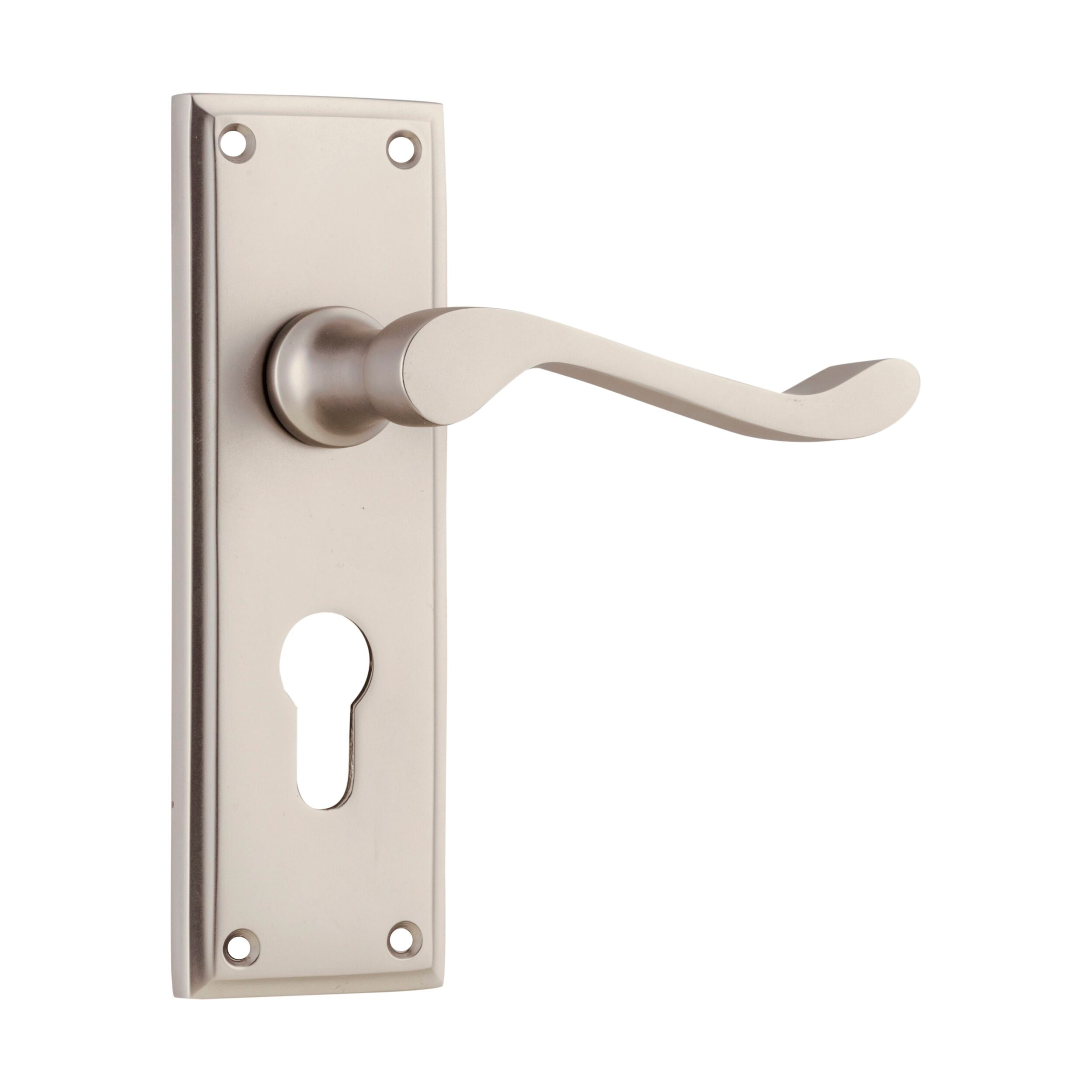 6555E Door Lever Camden Euro Pair Satin Nickel H152xW50xP60mm