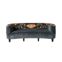 Freya Embroidered Sofa Blue Velvet