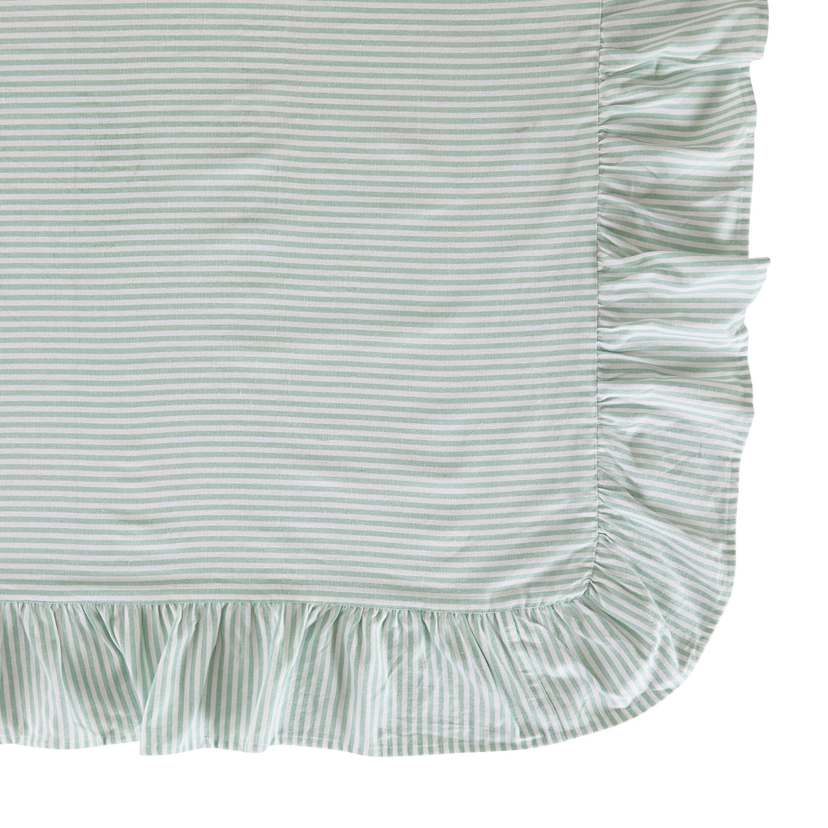Marais Ruffle Stripe Tablecloth Pine Green