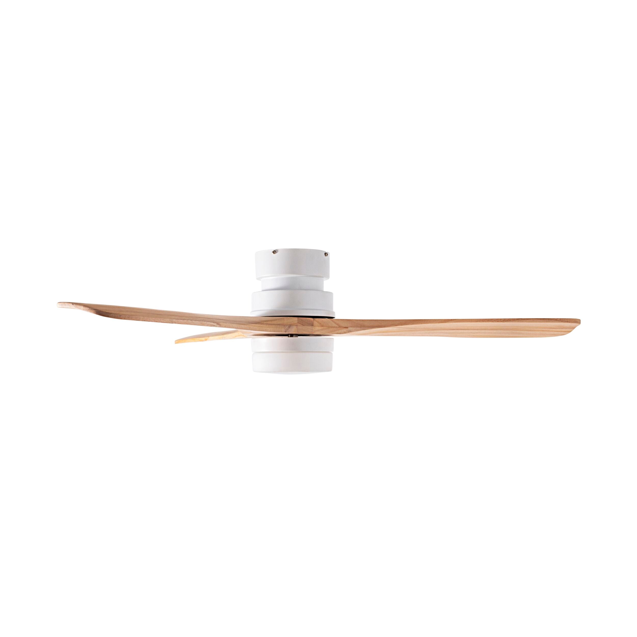 Portsea Hugger Indoor Ceiling Fan with LED Light & Remote - White & Timber 112cm