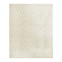 Diamond Trellis Hand Woven Viscose Cream Wool Rug 400x300cm