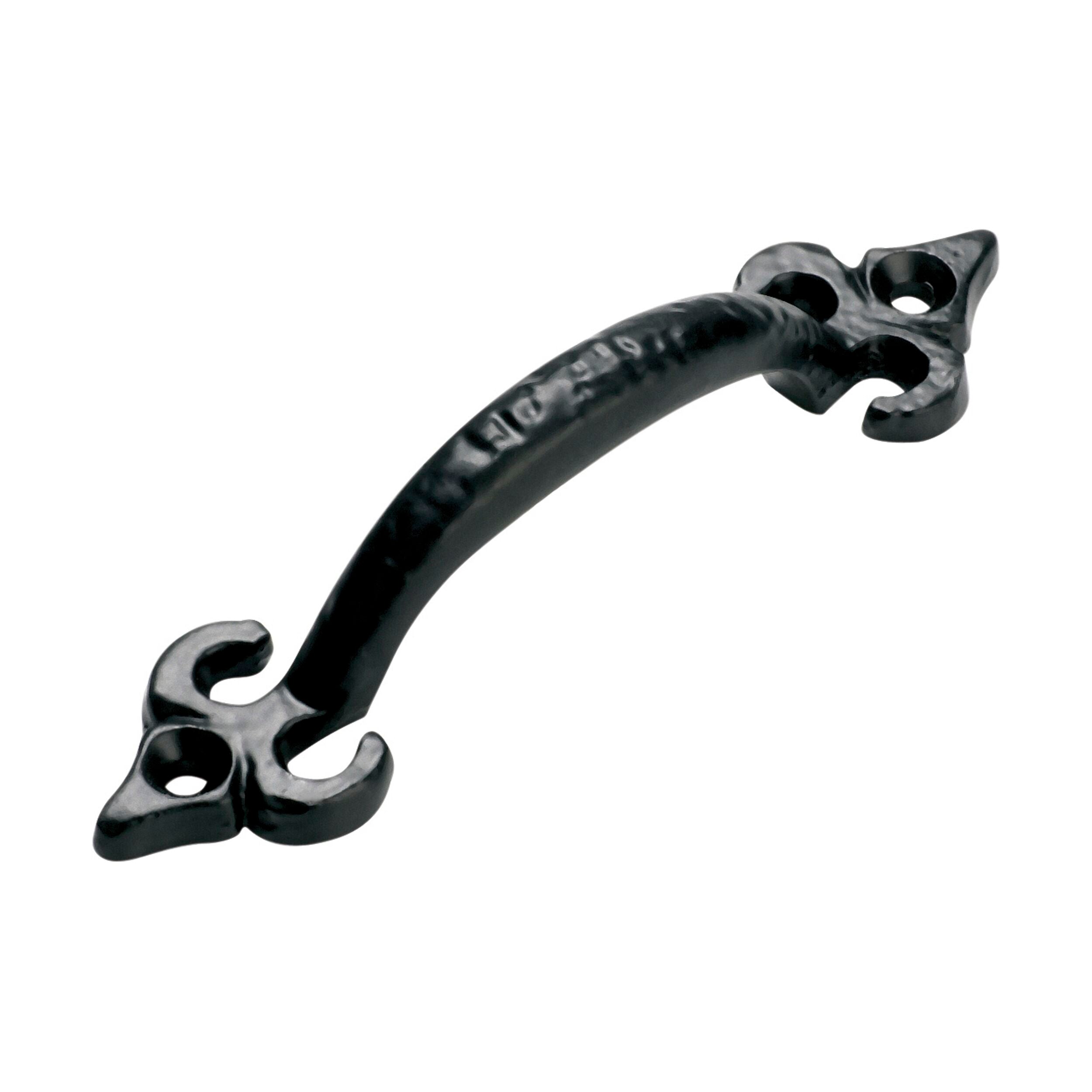 1861 Pull Handle Iron Fleur-de-lis Matte Black H110xP21mm