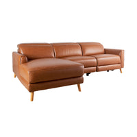 Dunaway 3 Seater Leather Recliner Sofa With Chaise Vintage Brown