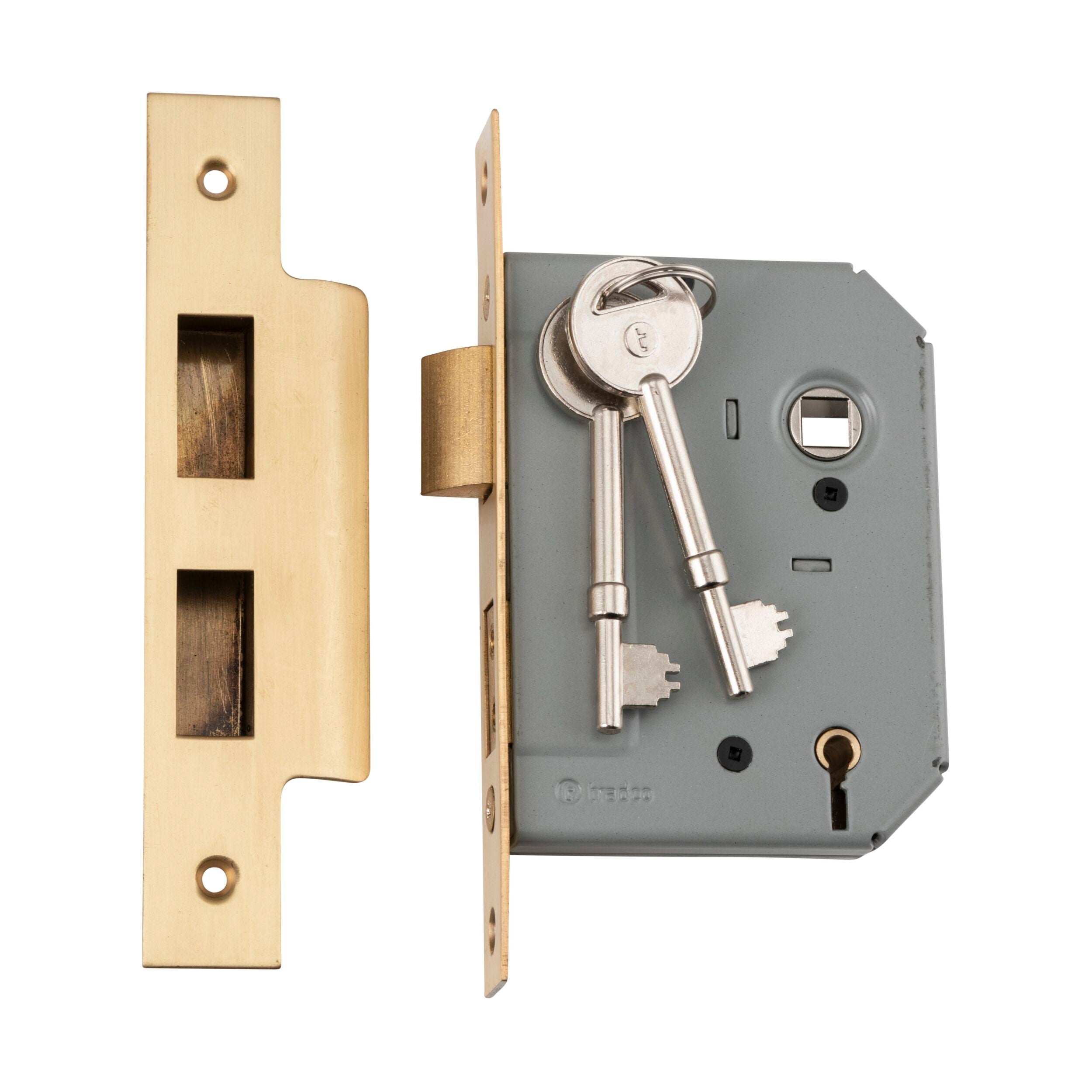 4046 Mortice Lock 5 Lever Satin Brass CTC57mm Backset 57mm