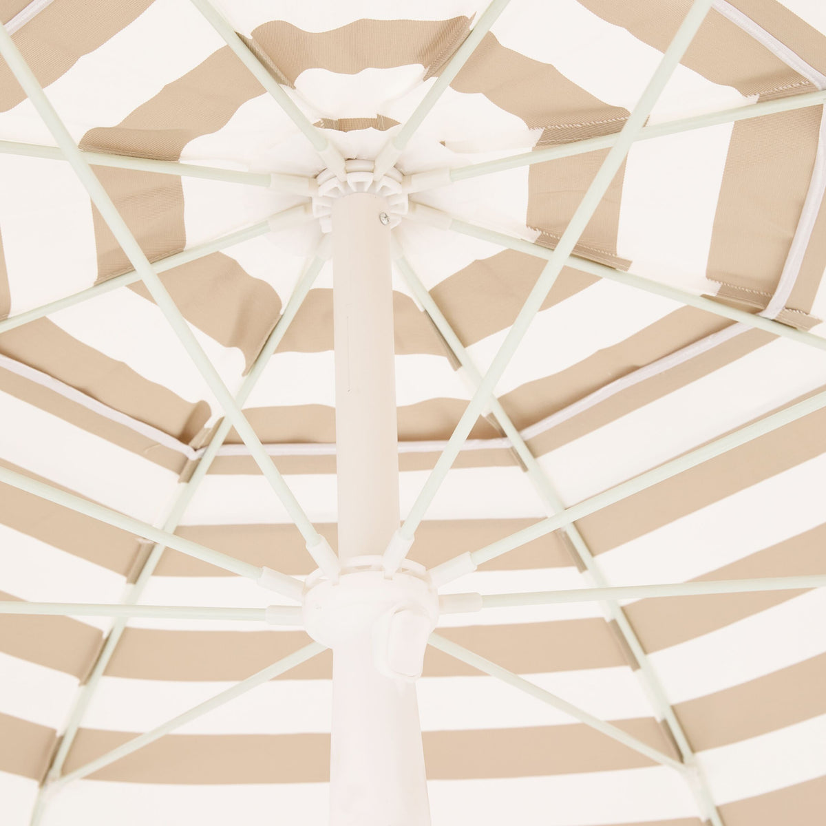 Amalfi Umbrella Scallop Edge Taupe/White Stripe