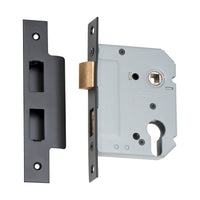 2185 Mortice Lock Euro Matte Black CTC47.5mm Backset 57mm