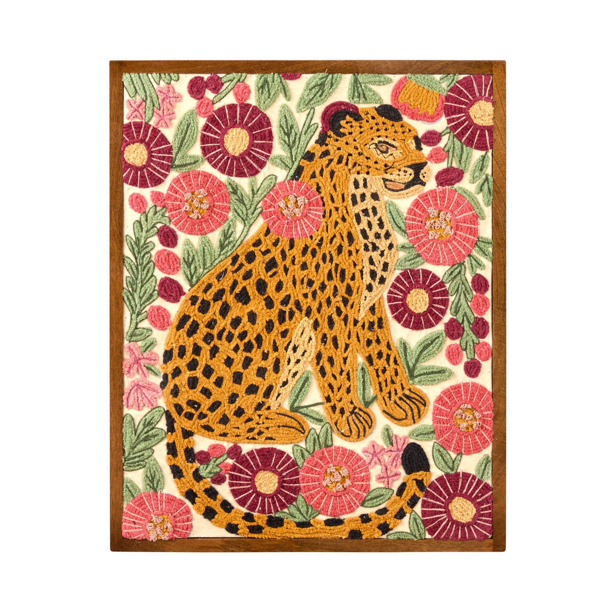 Wildkind Cheetah Bloom Embroidered Wall Art 60x76cm