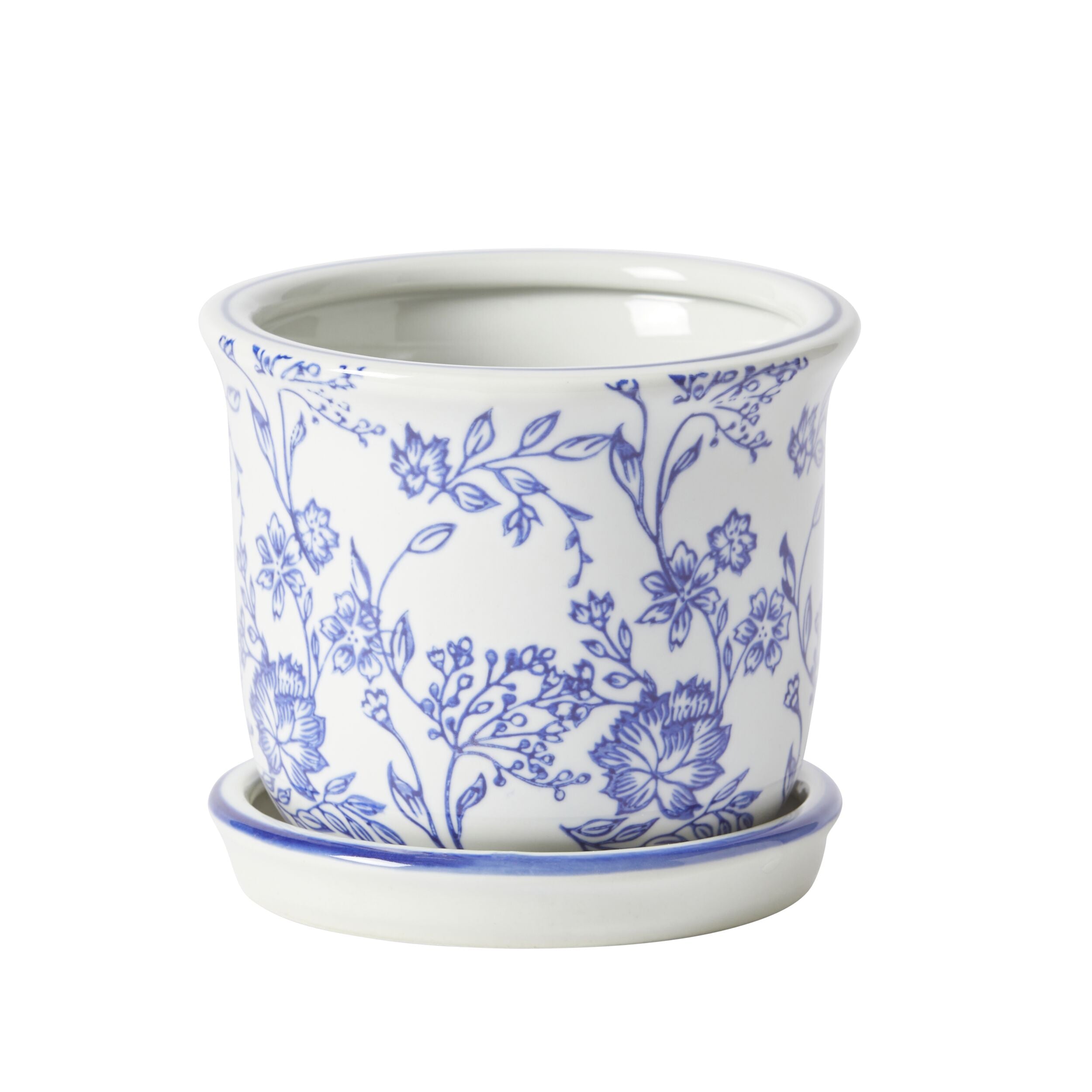 Claymont Flowers Plant Pot Blue And White 15X15X13.5cm