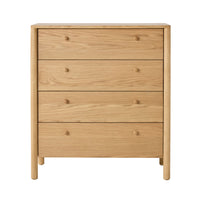 The Spintara 4 Drawer Chest Light Oak is a simple wooden dresser with four drawers and round knobs—an ideal addition for bringing stylish oak bedroom furniture to your space.
